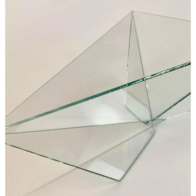 Glass decorative bowl. This minimalist postmodern geometric glass bowl is made in 1988 by John Seitz for Side Three...