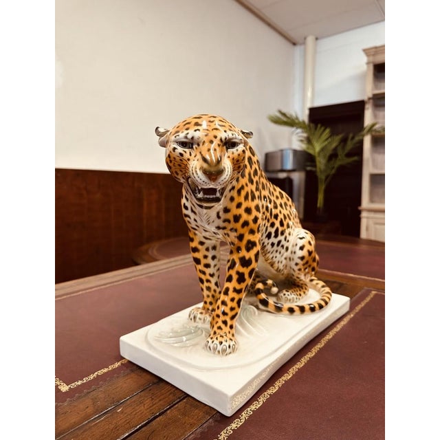 Porcelain Sculpture of Leopard by Arthur Storch, 1920s-1940s, in Flawless conditions. Designed 1920 to 1949 This piece has...