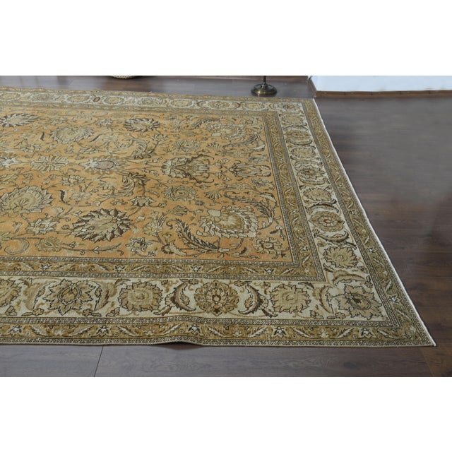 Modern 1970s Vintage Persian Handmade Wool Cotton Orange Area Rug For Sale - Image 3 of 11