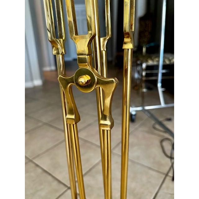 Brass James Mont Asian Brass Fireplace Tool Set For Sale - Image 8 of 12