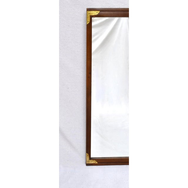 Mid 20th Century 1950's Walnut Chinoiserie Campaign Style Mirror by Drexel For Sale - Image 5 of 8