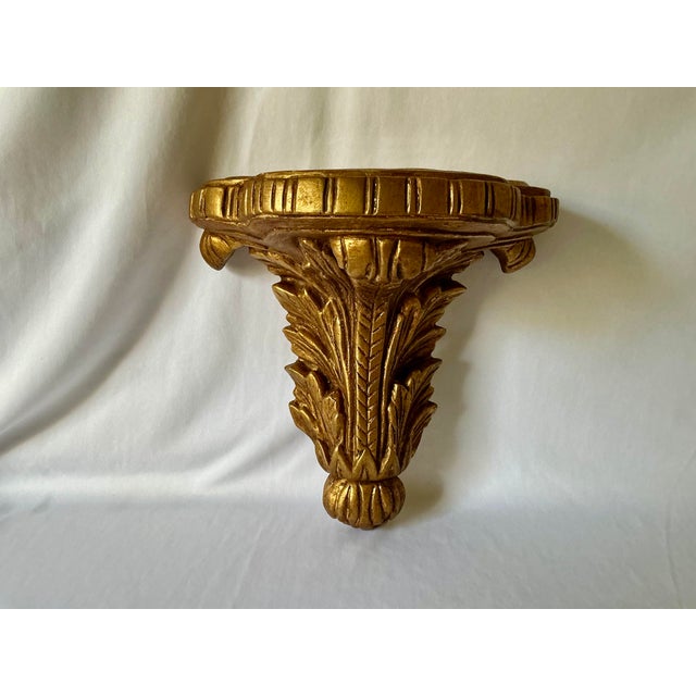 Vintage Mid Century Neoclassical Gold Gilt Wall Bracket, Made in Mexico For Sale - Image 12 of 13