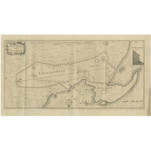 Antique Map of Alexandria Egypt Plan of Vetus and Nova, 1776 For Sale