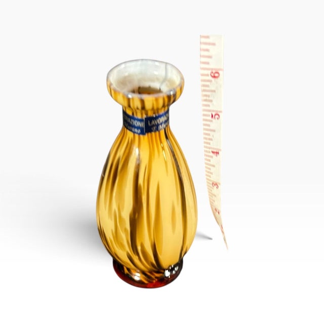 Vintage Murano Amber Swirl Art Glass Bud Vase, 1980s Italian Hand Blown (6" Height) For Sale - Image 9 of 15