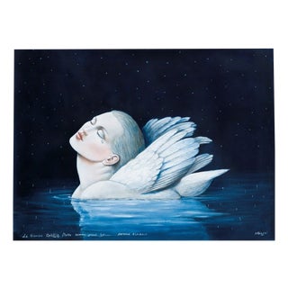 Rafal Olbinski, La Blanche Ophélia, Oil on Canvas, 2022 For Sale