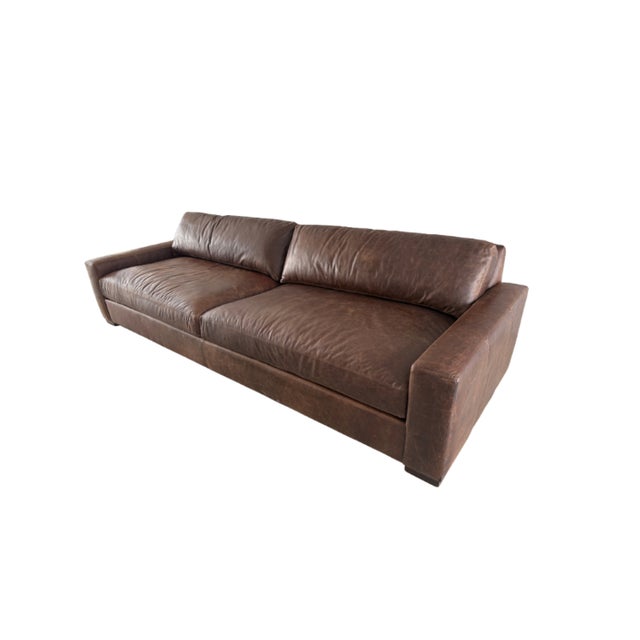 Rh Maxwell Leather Sofa – 10' Luxe Depth in Italian Berkshire Leather (Cocoa) For Sale - Image 11 of 16
