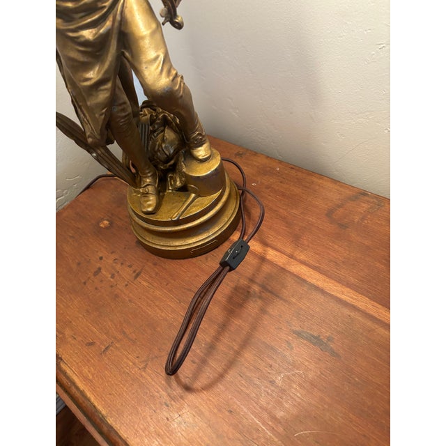 Metal Early 20th Century Adrien Etienne Gaudez Lulli Enfant Figural Newel Post Lamp For Sale - Image 7 of 10