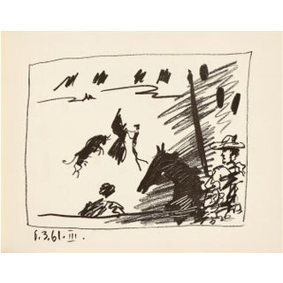 1950s Pablo Picasso III . 6-3-61 Original Lithograph Pass With Cape a Los Toros For Sale