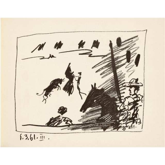 1950s Pablo Picasso III . 6-3-61 Original Lithograph Pass With Cape a Los Toros For Sale