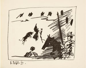 1950s Pablo Picasso III . 6-3-61 Original Lithograph Pass With Cape a Los Toros