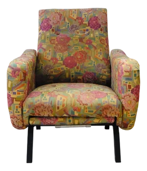 Reclining Armchair with Removable Footrest in Floral Fabric, 1960s