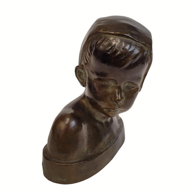 Bust of a Boy, Patinated Bronze, Marie-Anne Cranney-Franceschi, Early 20th Century – France Title: Bust of a Boy Material:...