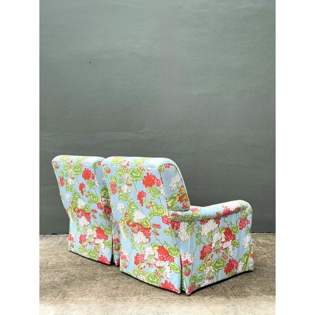 Wood Vintage Floral Upholstered Armchairs - Pair For Sale - Image 7 of 12