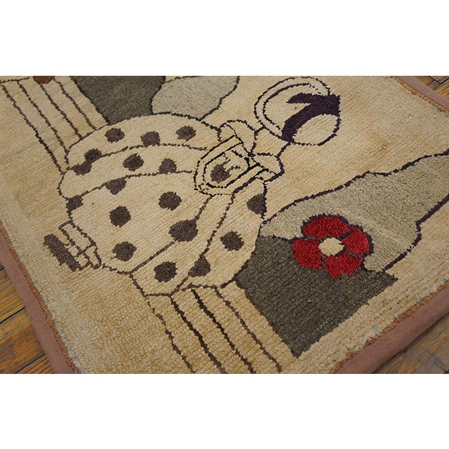 1920s Gray Scene Pictorial Antique American Hooked Rug 1' 6" X 2' 9" Handknotted Wool Carpet For Sale In New York - Image 6 of 7