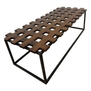 Contemporary Modular Walnut & Steel Coffee Table For Sale