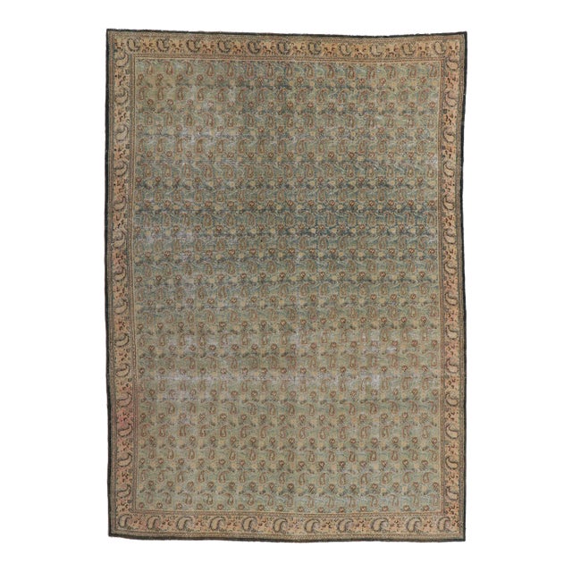 Vintage-Worn Persian Qum Rug - 06'09 X 09'05 For Sale