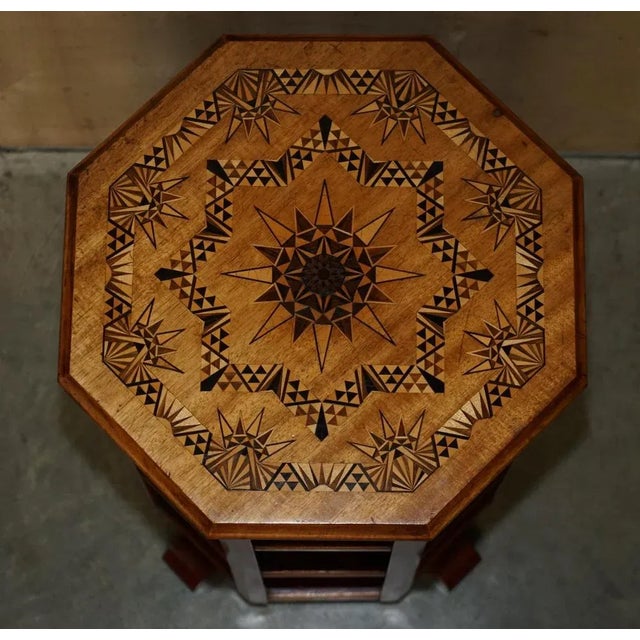 Wood Inlaid Octagonal Revolving Bookcase For Sale - Image 7 of 13