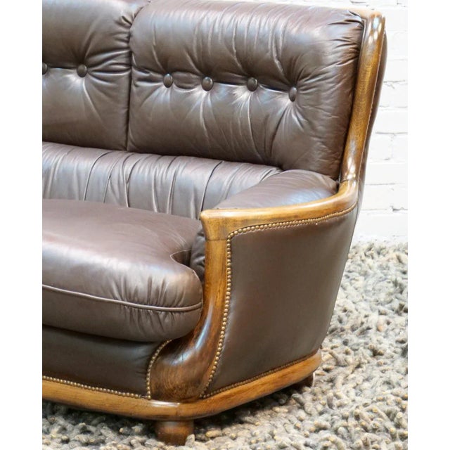 Arts & Crafts Style Leather Sofa, 1950s For Sale - Image 11 of 18