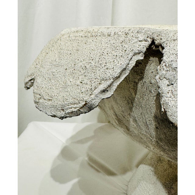 Sculpture Materials Mid 20th Century Folk Art Scalloped Concrete Pedestal Planter / Garden Urn For Sale - Image 7 of 13
