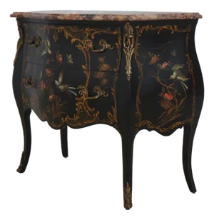 Vintage French Louis XV Style Chinoiserie Painted Commode Chest