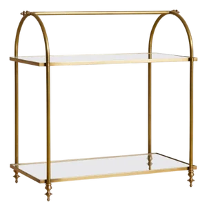French Brass Two-Tier Side Table in the Manner of Maison Jansen, 1940s