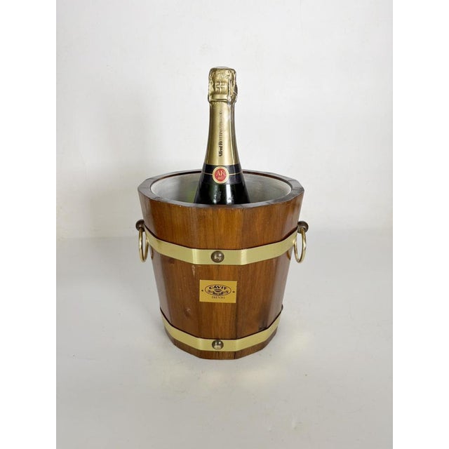 Gold Wooden and Brass Ice Bucket, France, 1970s For Sale - Image 8 of 14