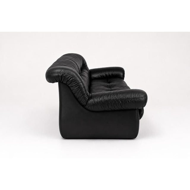 1970s Vintage Italian Design Black Leather Sofa from Pellerossi, 1970s For Sale - Image 5 of 12