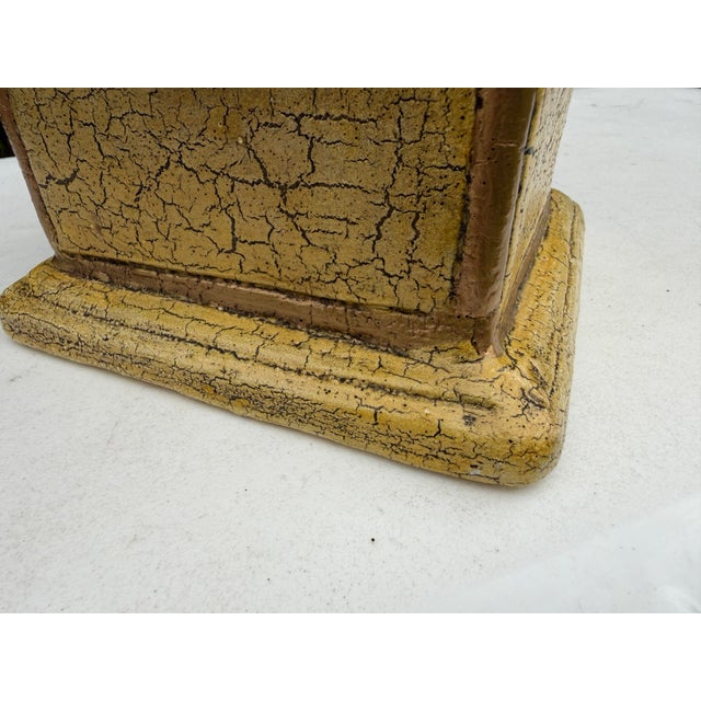 Gold Vintage 10” Neoclassical Crackle Glaze Lion Head Covered Terracotta Urn For Sale - Image 8 of 11