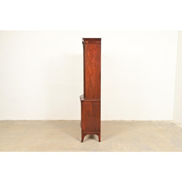 Romweber Antique Georgian Flame Mahogany Breakfront Bookcase Cabinet, Circa 1920s For Sale - Image 11 of 13