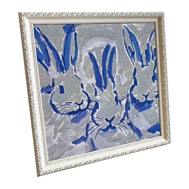 Abstract Bunny Hop Original Painting by Tatiana Duperault Abstract Bunny Art Framed Painting For Sale - Image 3 of 3