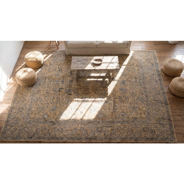 Beige Impressive Beige Background Color With Fine Floral Design Antique Persian Kerman Rug For Sale - Image 8 of 8