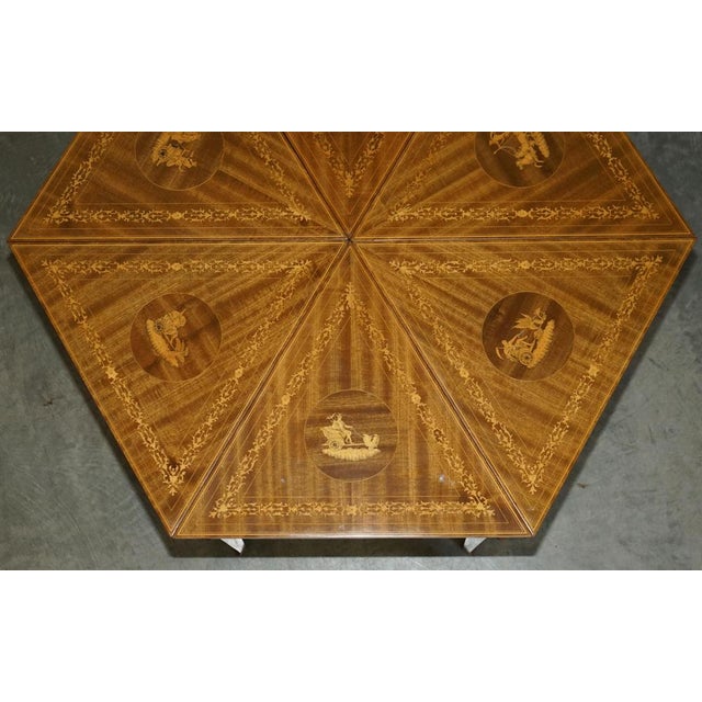 Brown Vintage Italian Marquetry Inlaid Triangle Nesting Tables, 1950s, Set of 6 For Sale - Image 8 of 18