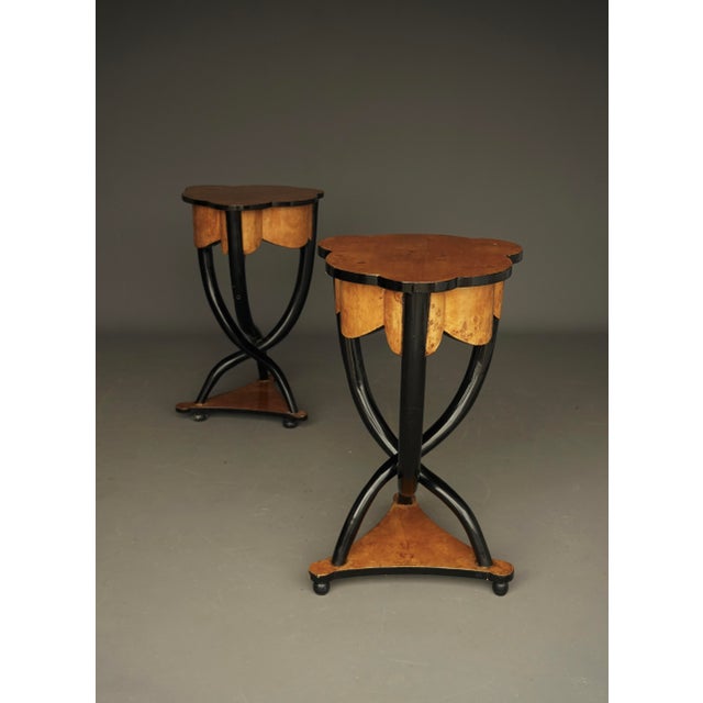 Italian Burl and Birch Wood Side Tables, 1950s, Set of 2 For Sale - Image 16 of 18