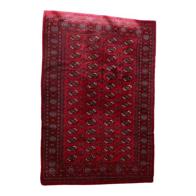 1960s, Handmade Vintage Turkmen Ersari Rug 4.2' X 4.6' For Sale
