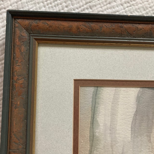 White 20" Whimsical Polar Bear Painting in Burlwood Frame, Double Matted Gallery Presentation For Sale - Image 8 of 12