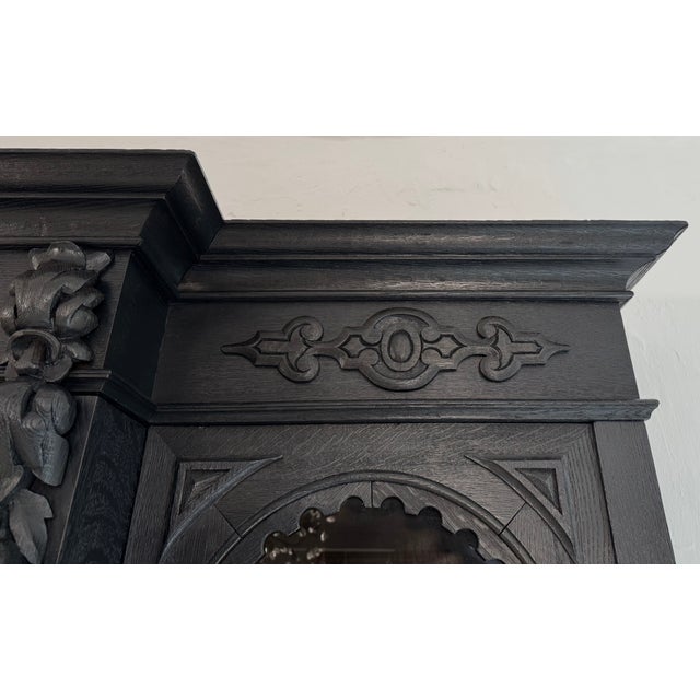 Large Antique Ebonised Oak Bookcase, 1890s For Sale - Image 18 of 18