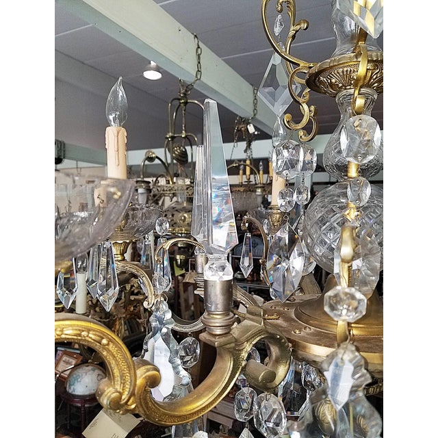 1930s French Bronze Dore' Crystal Chandelier For Sale - Image 15 of 17