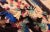 Densely decorated, this charming vintage rug from Morocco features a lovely variety of colorful compartments and segmented...
