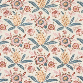 Schumacher Lafayette Botanical Fabric in Rosso Antico For Sale