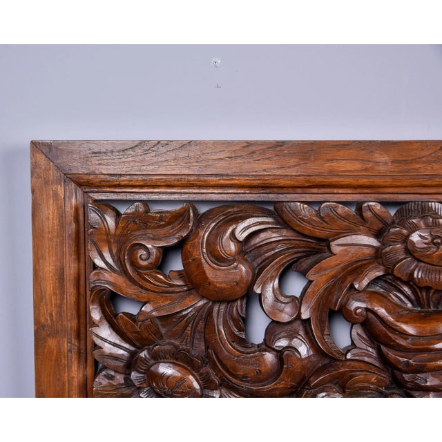 Abstract Large Early 20th Century Intricately Hand Carved Walnut Panel For Sale - Image 3 of 11