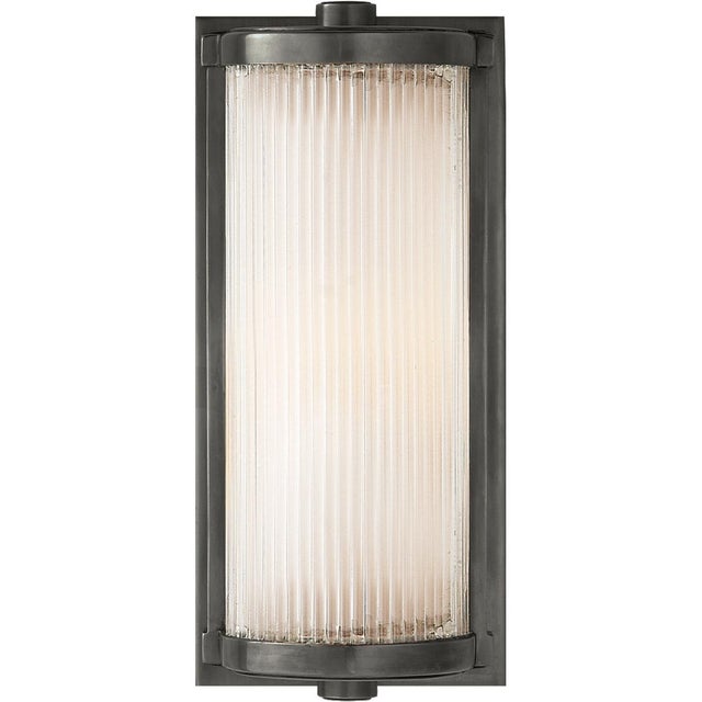 Modern Thomas O'Brien for Visual Comfort Signature Dresser Short Glass Rod Light in Bronze with Frosted Glass Liner For Sale - Image 3 of 4