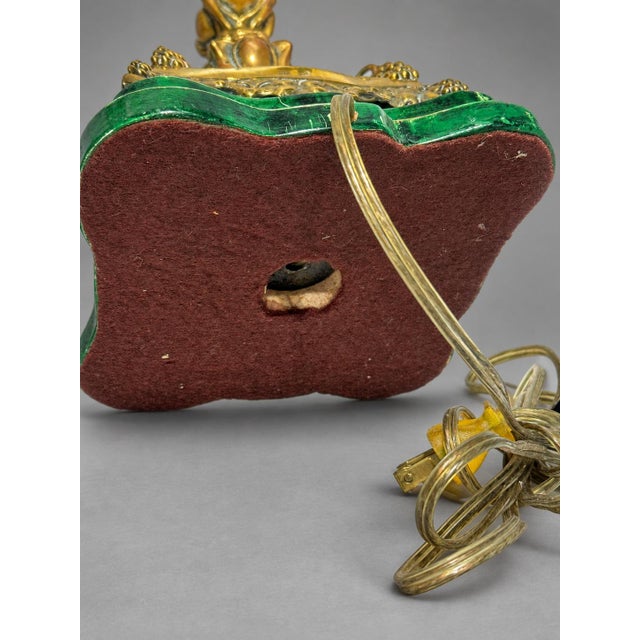Pair of Antique Continental Gilt-Metal Grape-Vine & Faux Malachite Table Lamps For Sale - Image 9 of 10