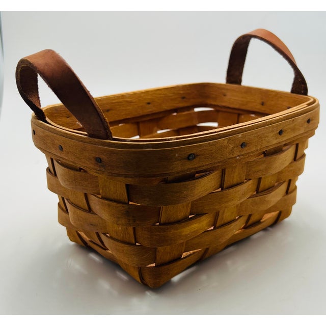 1990s Longaberger Basket With Leather Handles Chairish