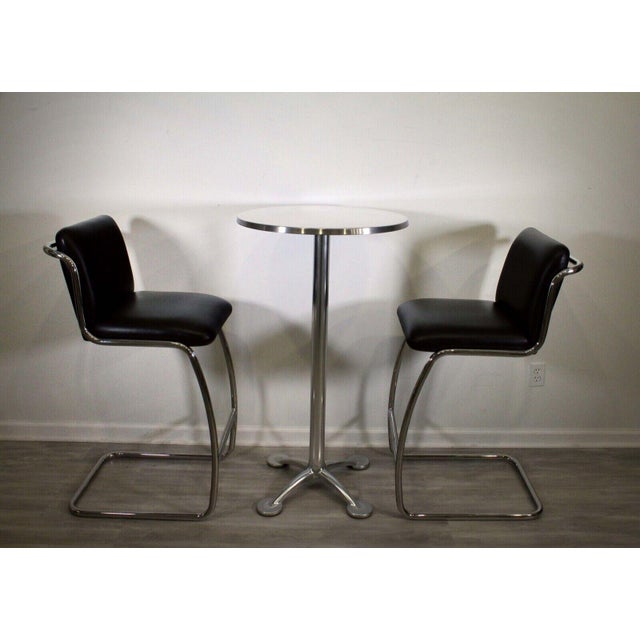 Late 20th Century Brueton Modern Tubular Chrome Cantilever Bar Stools