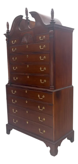 Mahagony 83" Tall 11 Drawers Finials Highboy Chest Dresser Chippendale MINT