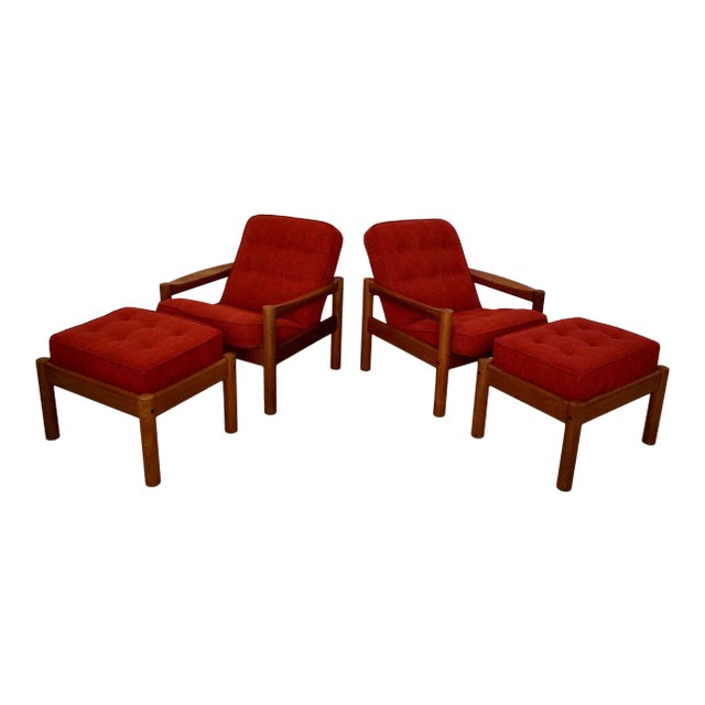 Danish Modern Teak Lounge Chairs - 2 Sets For Sale
