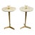 Pair of Italian Designer Brass and Carrara Marble Drink Tables For Sale