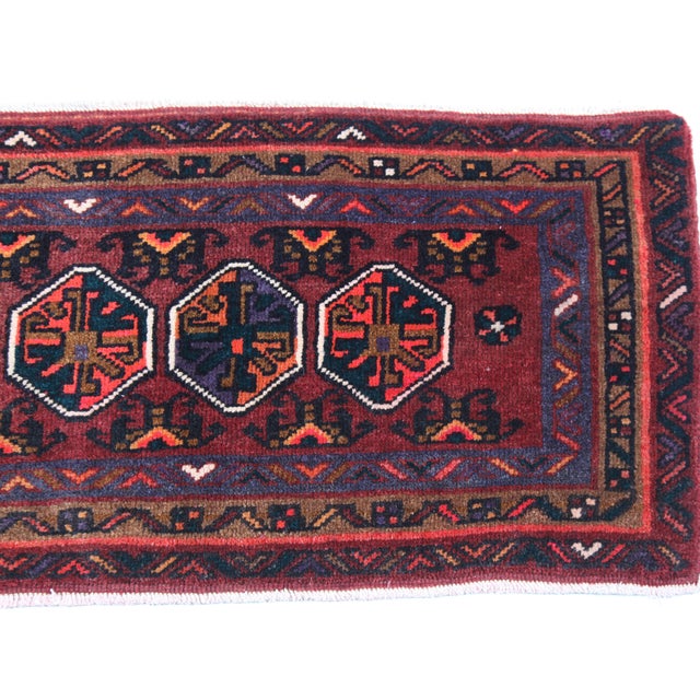 Art Deco Late 20th Century Handwoven Turkoman Rug With Hexagonal Medallions -1' 19'' X 3' 3'' For Sale - Image 3 of 10