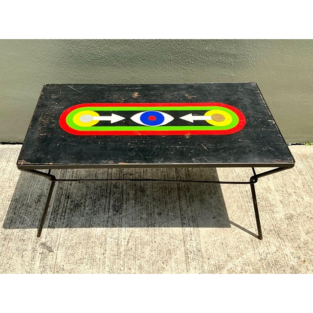 Vintage Geometric Painted Wood Table For Sale - Image 10 of 18