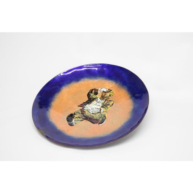 Vintage Italian Cloisonné Dish with Clown, 1970 For Sale - Image 3 of 7